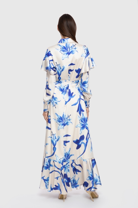 Gizia Flounce Detailed Long Patterned Dress. 3