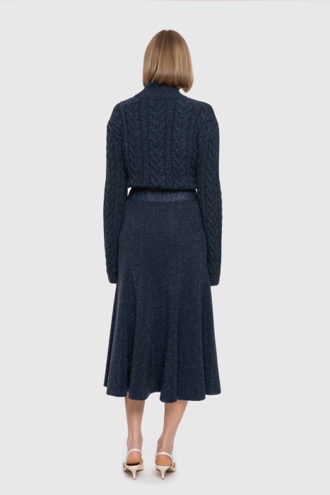 Gizia Waist Detailed Silvery Knitwear Navy Blue Skirt. 3 Gizia Waist Detailed Silvery Knitwear Navy Blue Skirt. 3