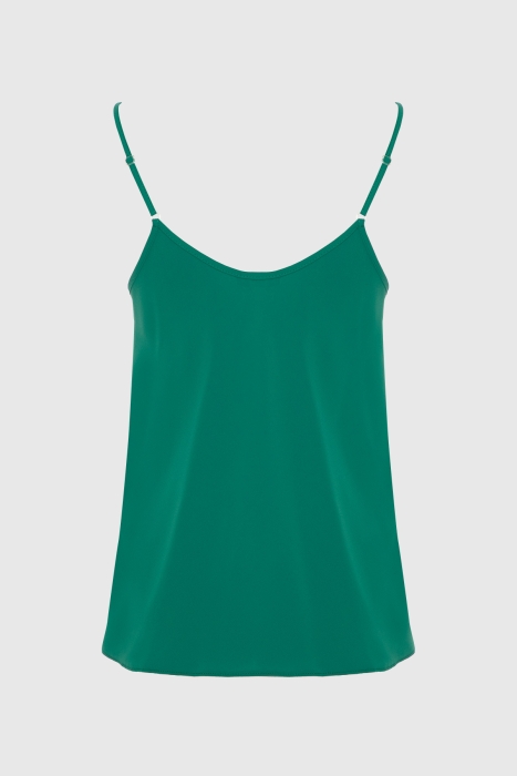 Gizia Dropped Collar Strapped Green Blouse. 2