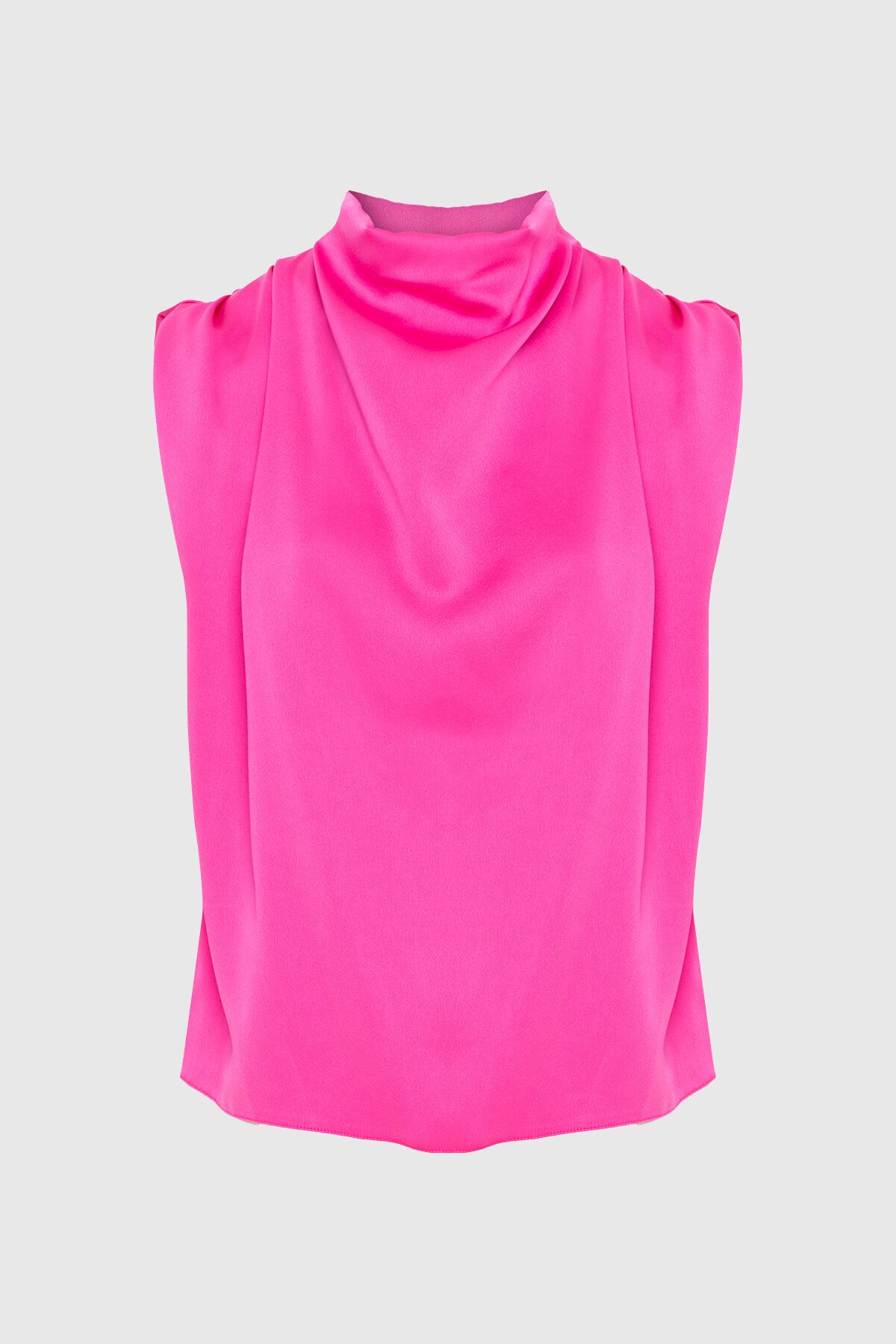 4G CLASSIC - Plunging Collar Zero Sleeve Pink Blouse