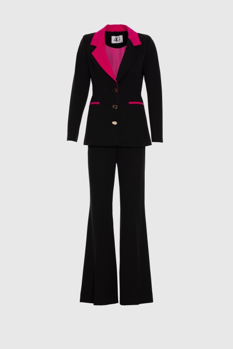 Gizia Contrast Collar Black Suit. 1