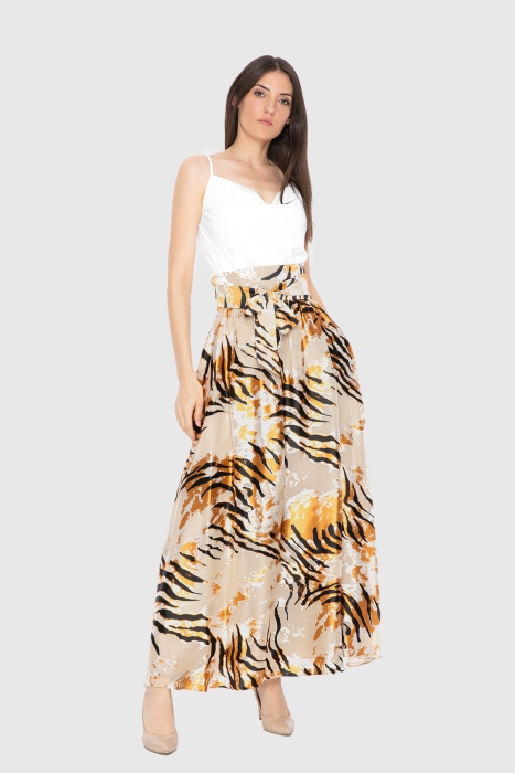 Gizia Patterned Flared Long Orange Skirt. 1 Gizia Patterned Flared Long Orange Skirt. 1