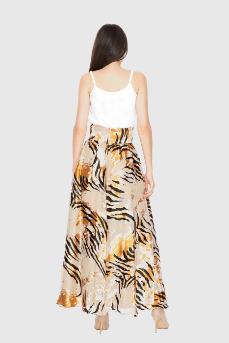 Gizia Patterned Flared Long Orange Skirt. 3 Gizia Patterned Flared Long Orange Skirt. 3