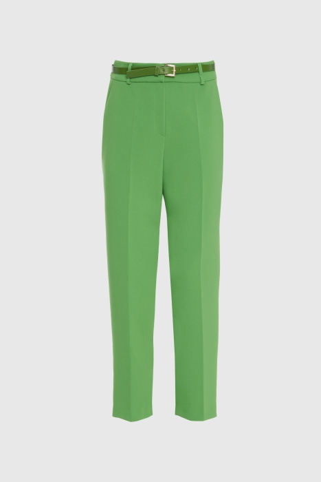 Gizia Straight Carrot Leg Pocketed Green Trousers. 1