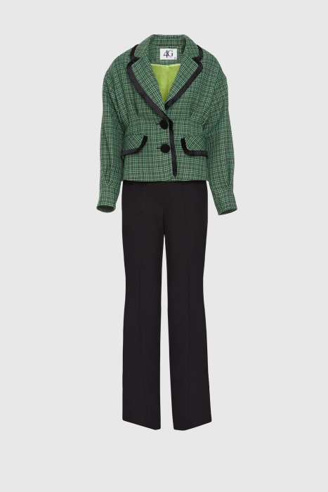 4G CLASSIC - Ekose Palazzo Pantolonlu Yeşil Takım Elbise