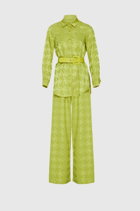 Gizia Flowy Jacquard Green Suit. 1