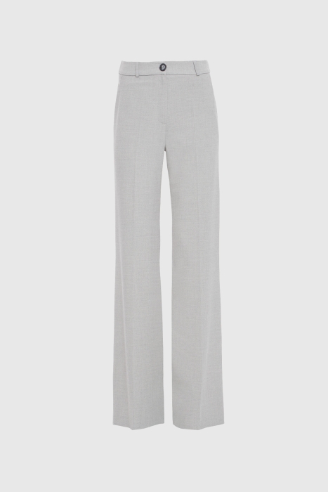 Gizia Single Button High Waist Gray Palazzo Trousers. 1
