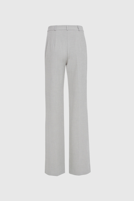Gizia Single Button High Waist Gray Palazzo Trousers. 3