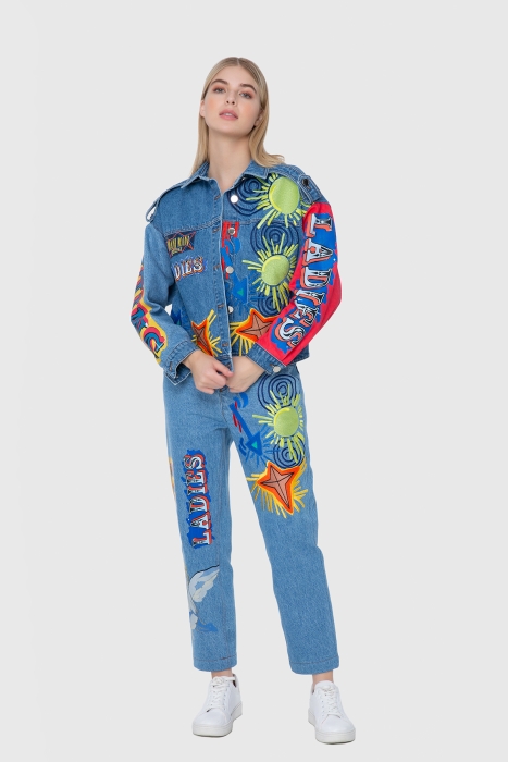 Gizia Color Printing And Embroidery Detailed Mom Jean. 1