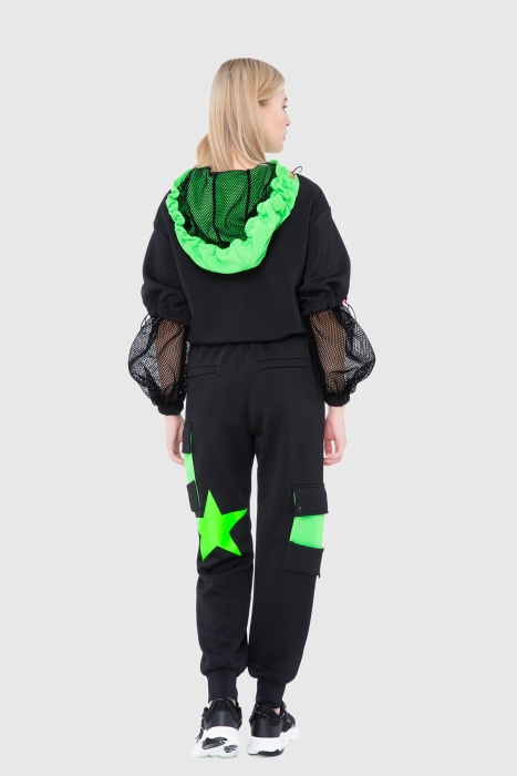 Gizia Neon Garnish, Star Printed Pleated Sweatshirt. 3