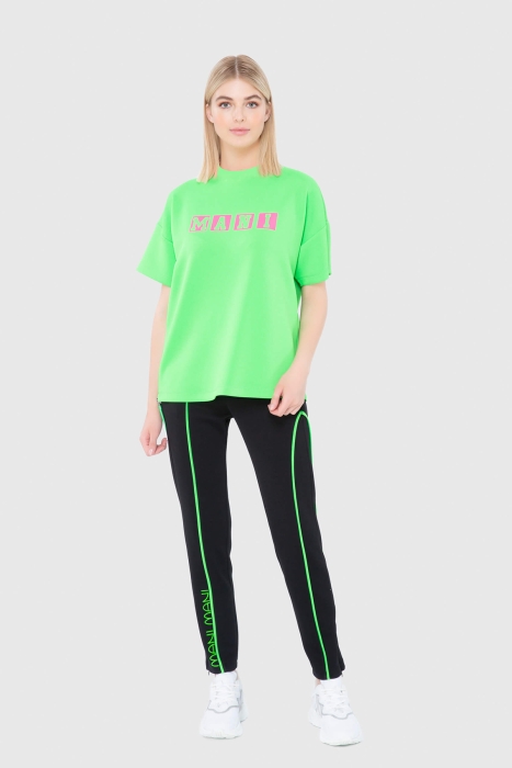 Gizia Printed Neon Green T-Shirt. 1