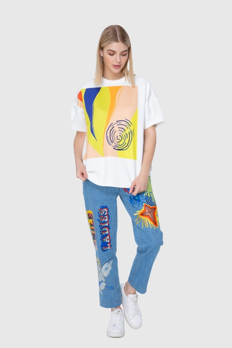 Gizia Colorful Printed Oversized T-Shirt. 1