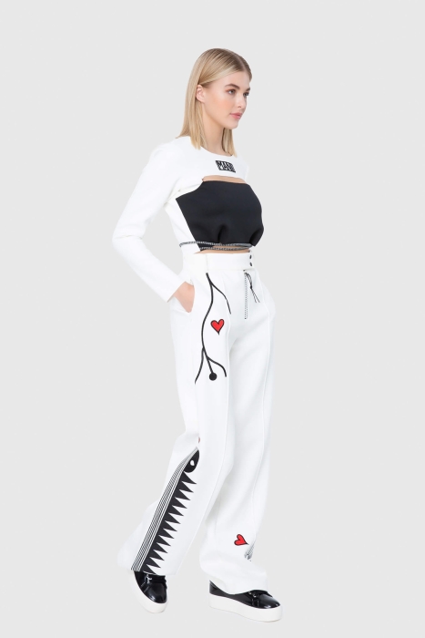 Gizia Scuba Crop Top With White Cut-Out Collar. 1