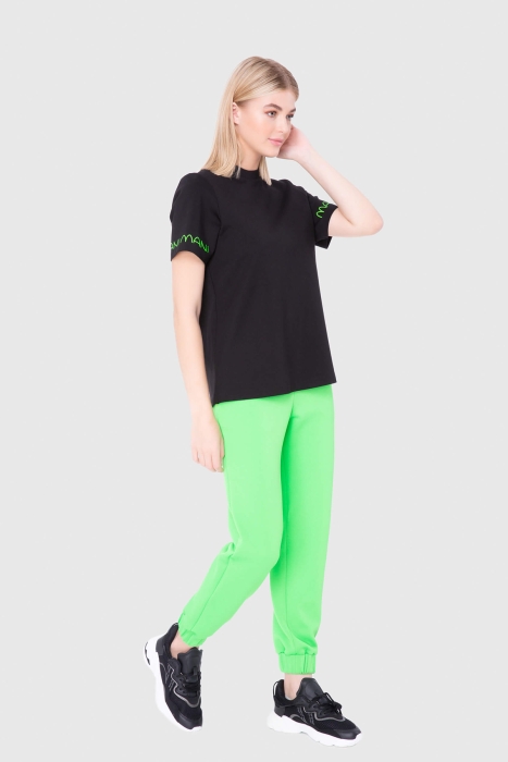 Gizia Crew-Neck Collar With Print Detail On Sleeves T-Shirt. 1