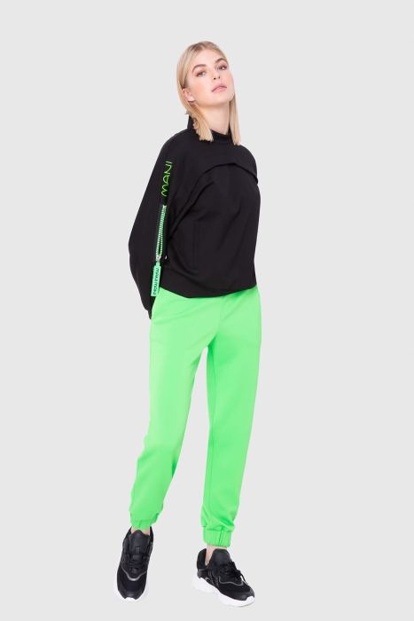 Gizia Neon Zipper Detailed Half Turtleneck Collar Sweatshirt. 1