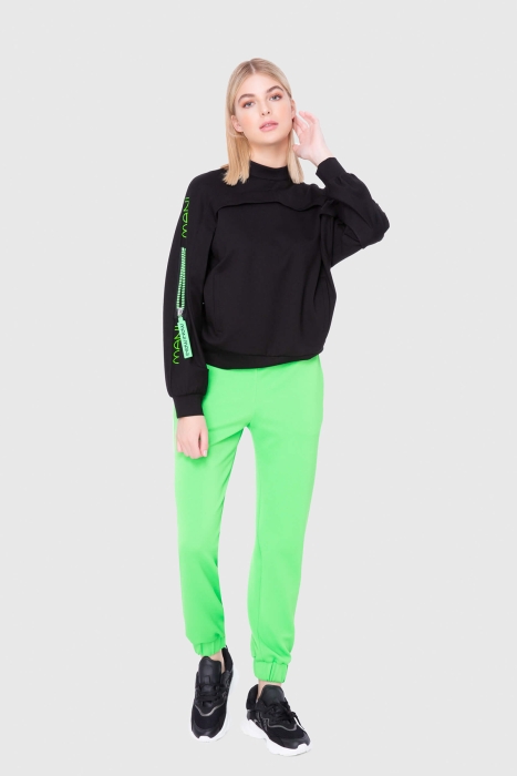 Gizia Neon Zipper Detailed Half Turtleneck Collar Sweatshirt. 3