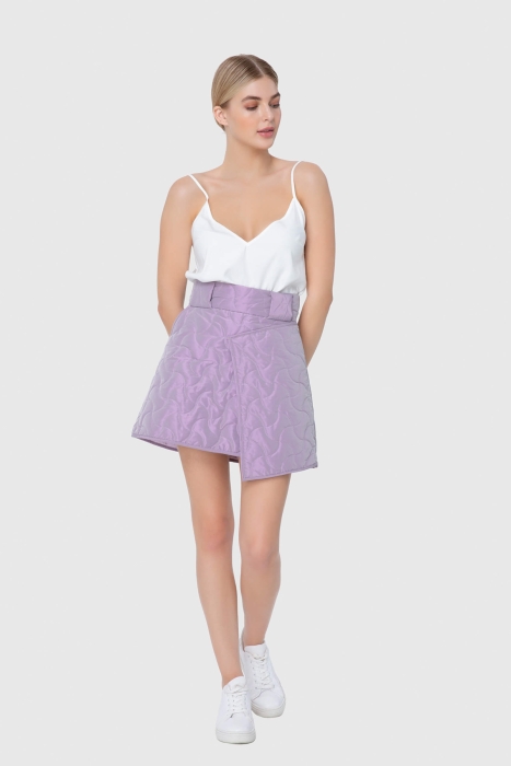 Gizia Asymmetrical Cut Quilted Lilac Skirt. 2
