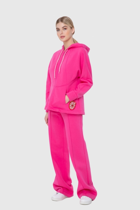 Gizia Pink Hoodie Zipper Sweatshirt. 2