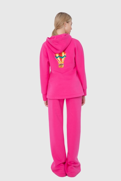 Gizia Pink Hoodie Zipper Sweatshirt. 3