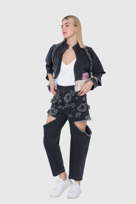Gizia Window And Plush Detailed Jean Jacket. 2 Gizia Window And Plush Detailed Jean Jacket. 2