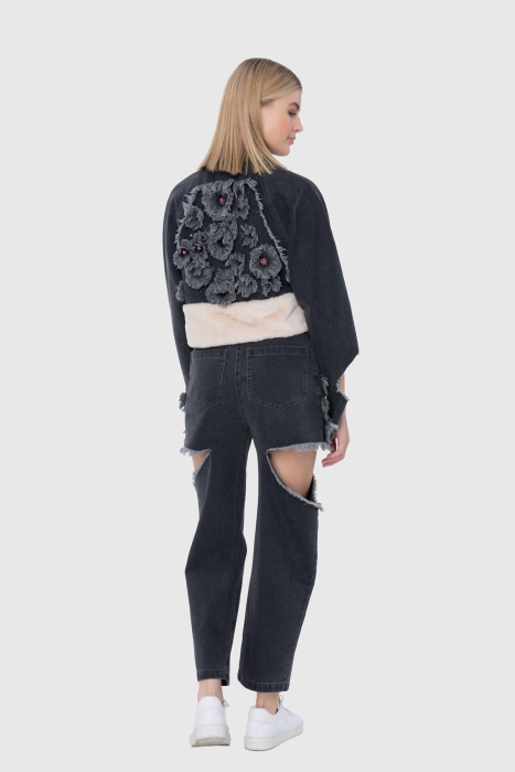 Gizia Window And Plush Detailed Jean Jacket. 3 Gizia Window And Plush Detailed Jean Jacket. 3