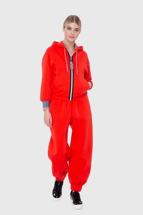Gizia Striped Rib And Collar Detailed Hooded Front Zipper Sweatshirt. 1 Gizia Striped Rib And Collar Detailed Hooded Front Zipper Sweatshirt. 1