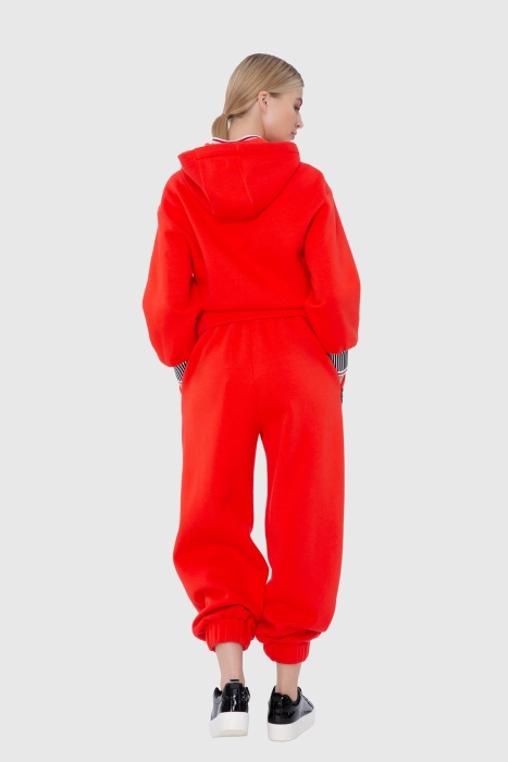 Gizia Striped Rib And Collar Detailed Hooded Front Zipper Sweatshirt. 4 Gizia Striped Rib And Collar Detailed Hooded Front Zipper Sweatshirt. 4