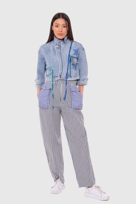 Gizia Crop Jean Jacket With Rope Accessory. 1 Gizia Crop Jean Jacket With Rope Accessory. 1