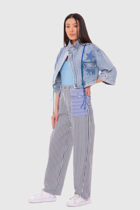Gizia Crop Jean Jacket With Rope Accessory. 2 Gizia Crop Jean Jacket With Rope Accessory. 2