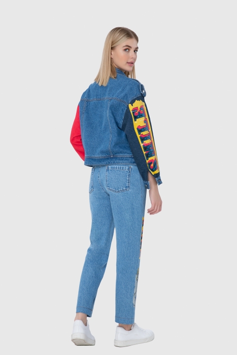 Gizia Jacron And Color Embroidery Detailed Two Color Jean Jacket. 3