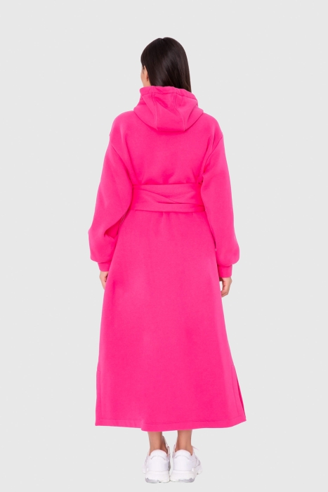 Gizia Nakış İşlemeli Kapuşonlu Seyyar Kuşak Detaylı Şardonlu Elbise. 3