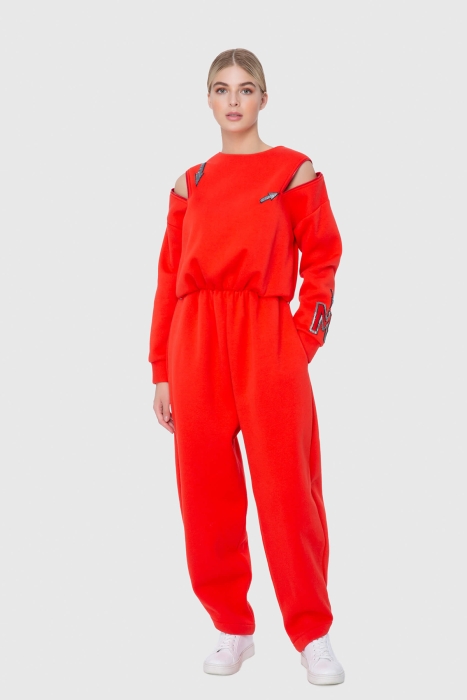 Gizia Polar Jumpsuit With Red Zipper Detailing. 1