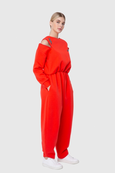 Gizia Polar Jumpsuit With Red Zipper Detailing. 2