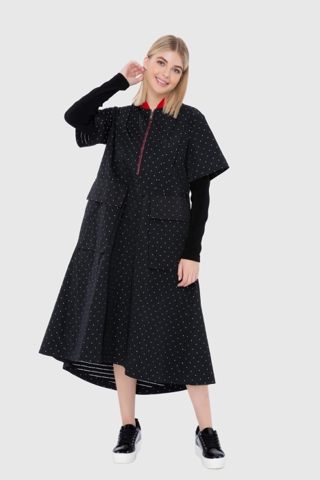 Gizia Black Flared Dress With Polka Dot Pattern. 1