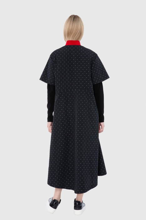 Gizia Black Flared Dress With Polka Dot Pattern. 3