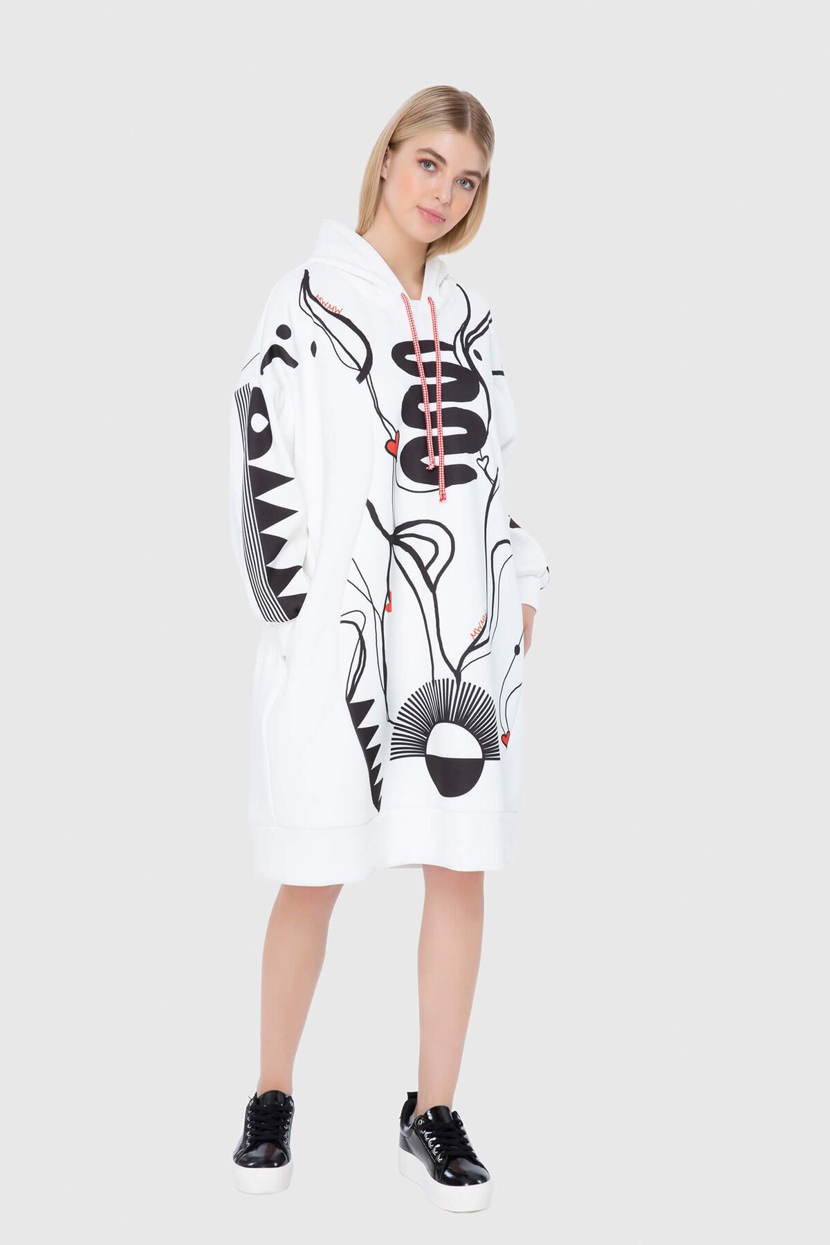 MANI MANI - Scuba Dress With White Print Pattern