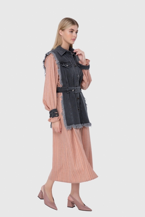 Gizia Jakron And Jean Vest Detailed Cachet Fabric Dress. 2