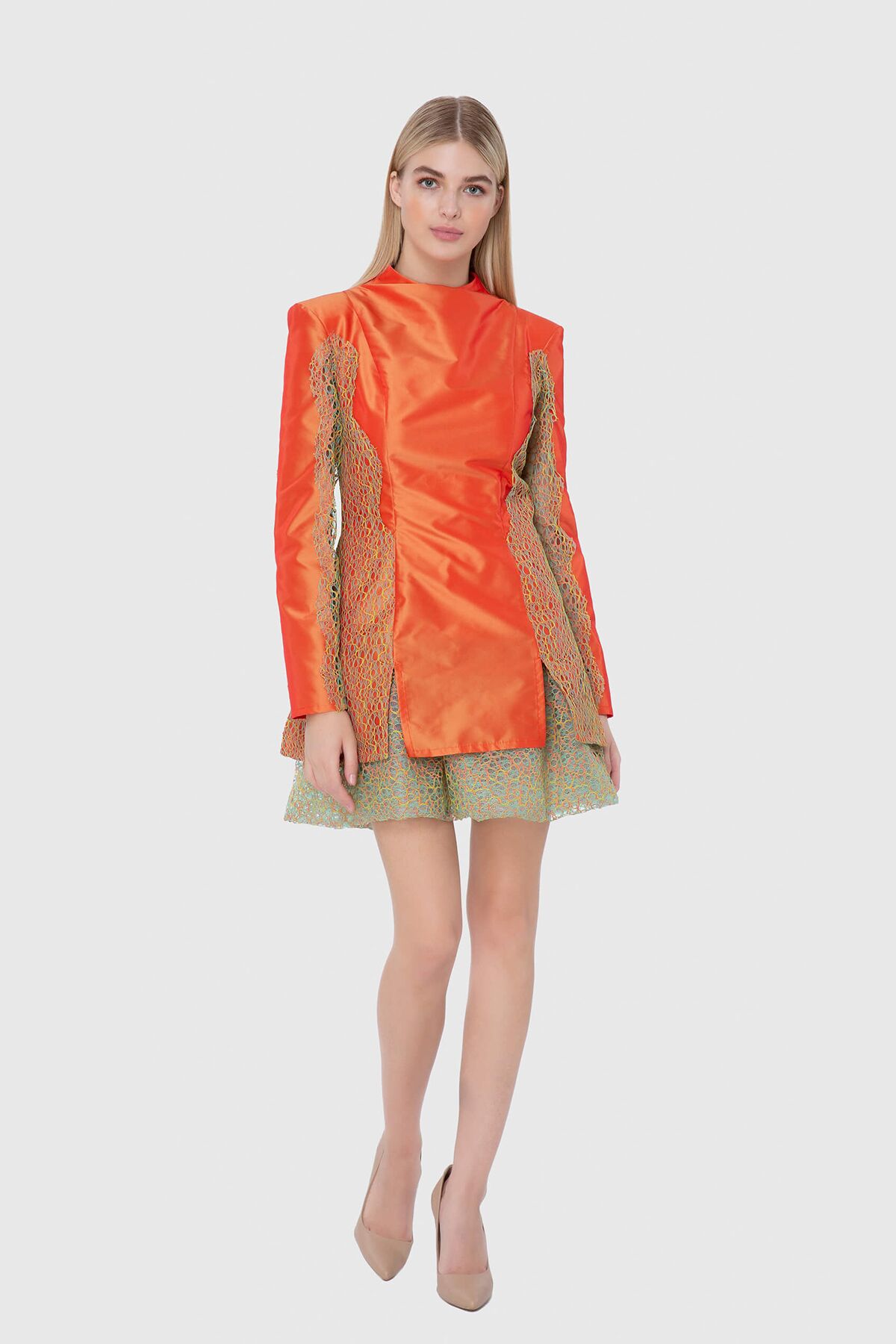 MANI MANI - Orange Lace Detailing Dress