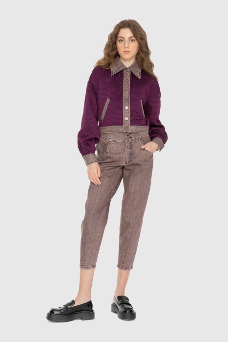 Gizia Copper Button Detailed Purple Trousers. 1