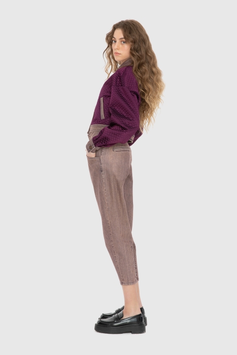 Gizia Copper Button Detailed Purple Trousers. 2