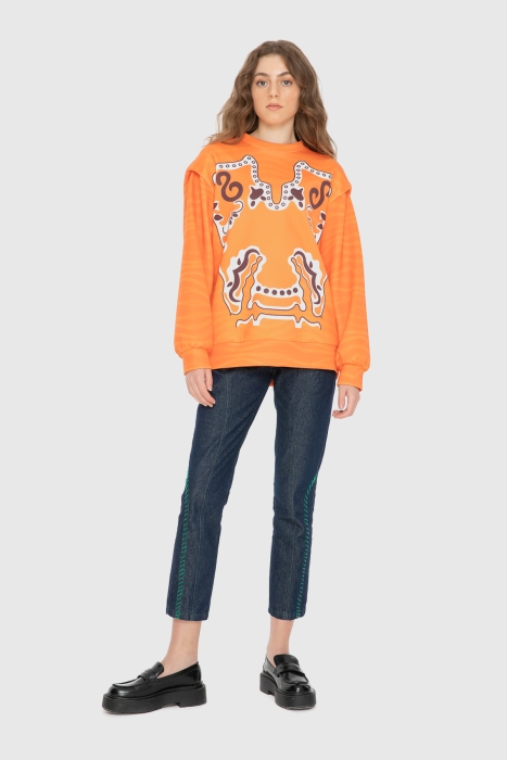 Gizia Print And Wadding Detail Sweatshirt. 1 Gizia Print And Wadding Detail Sweatshirt. 1