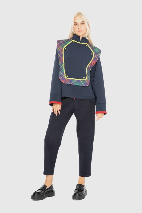 Gizia Scuba Sweater Wıth Sheer Collar And Garnı Detaıl. 1