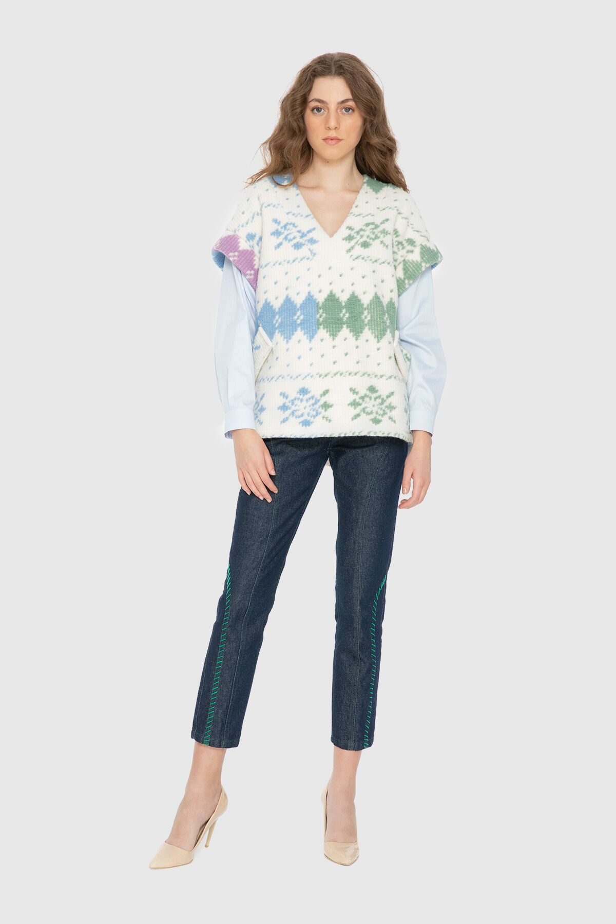 MANI MANI - Poplin Garni Detailed Sweater
