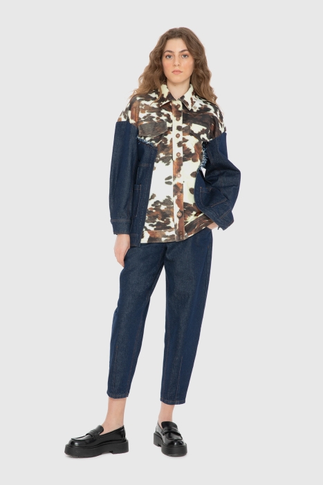 Gizia Animal Print Garnish Jean Jacket. 1 Gizia Animal Print Garnish Jean Jacket. 1