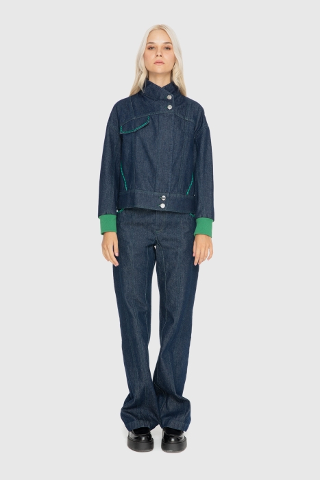 Gizia Knitwear And Embroidered Detailed Jean Jacket. 1