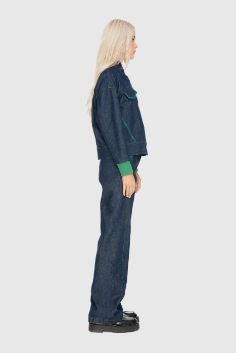 Gizia Knitwear And Embroidered Detailed Jean Jacket. 2 Gizia Knitwear And Embroidered Detailed Jean Jacket. 2