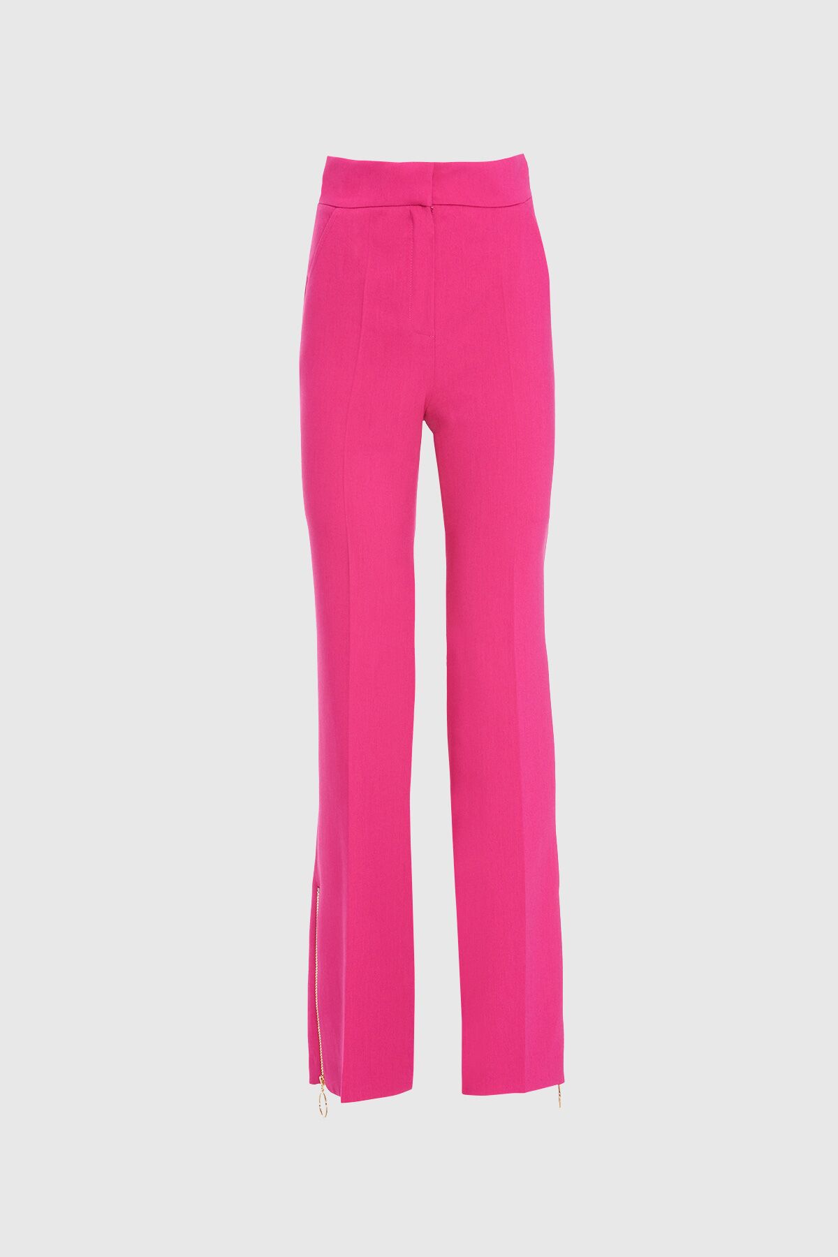  GIZIA - High Waist Pink Pants With Leg Zipper Detail