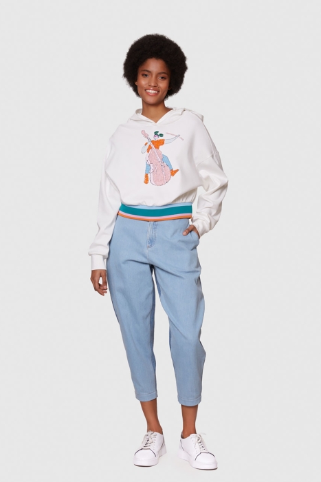 Gizia Hooded Sweatshirt With Colorful Embroidery. 3 Gizia Hooded Sweatshirt With Colorful Embroidery. 3