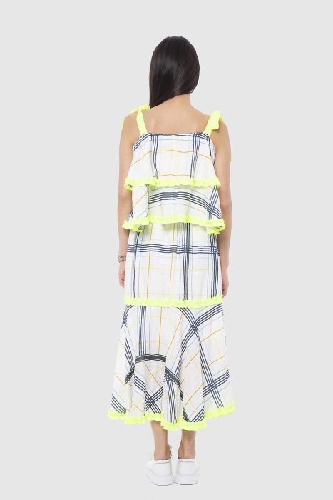 Gizia Neon Strip Detailed Strappy Linen Blouse. 2 Gizia Neon Strip Detailed Strappy Linen Blouse. 2