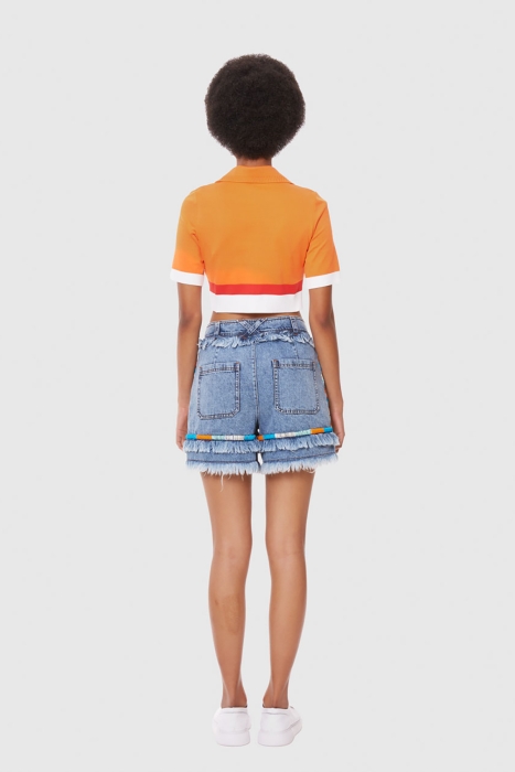 Gizia Orange Color Knitwear Crop Top. 2